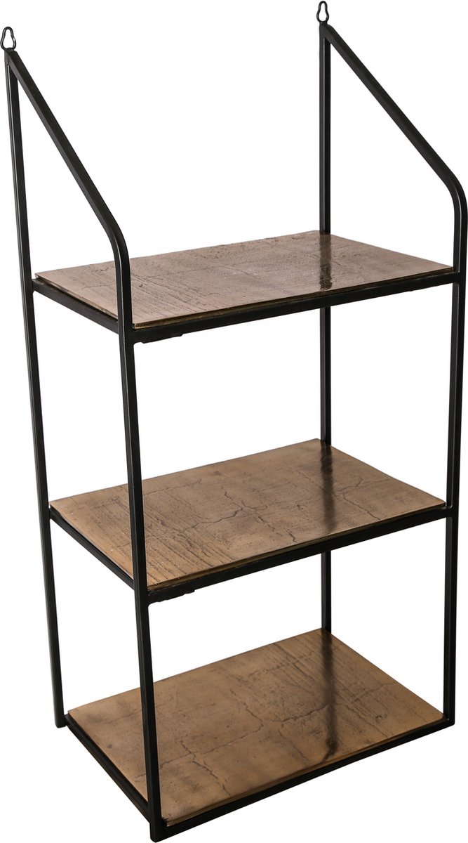 PTMD Beau Open Wandschap - 37 x 24 x 77 cm - Hout - Zwart|Goud