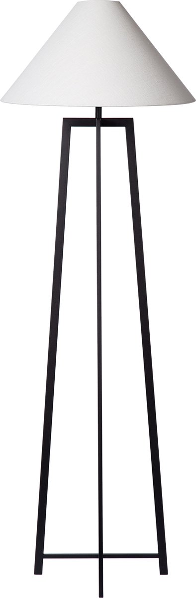 Atmooz Leoni - Staande Lamp - Zwart - Witte Linnen Lampenkap - 170 cm