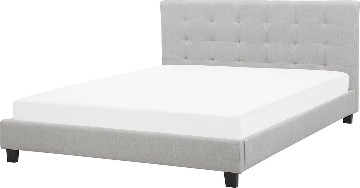 Beliani-ROCHELLE -Tweepersoonsbed-Lichtgrijs-160 x 200 cm-Polyester