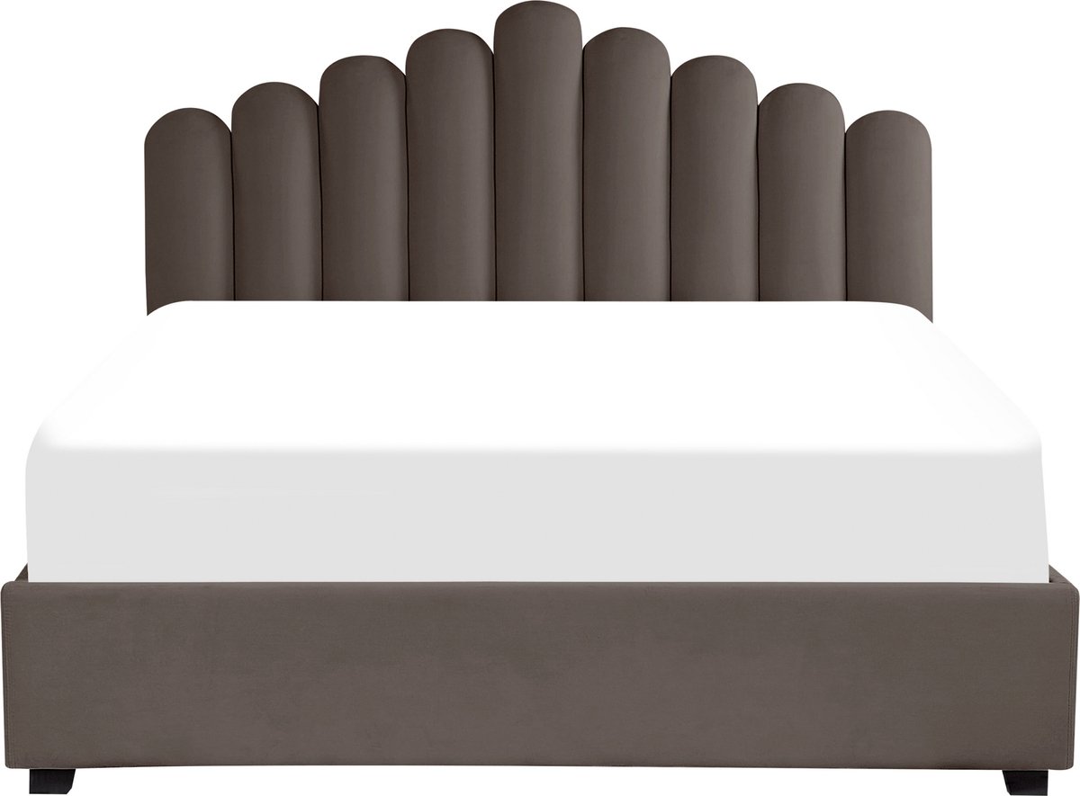 Beliani-VINCENNES -Tweepersoonsbed-Beige-180 x 200 cm-Fluweel