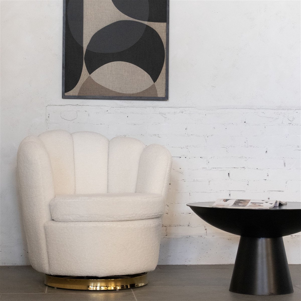 Giga Meubel - Fauteuil Quinty Beige Draaibaar - Bouclé