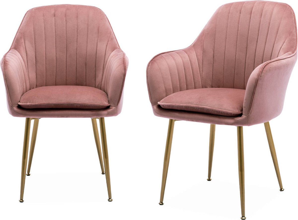 sweeek - Velours fauteuil met metalen poten (set van 2)