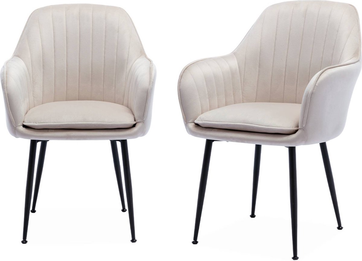 sweeek - Velours fauteuil met metalen poten (set van 2)