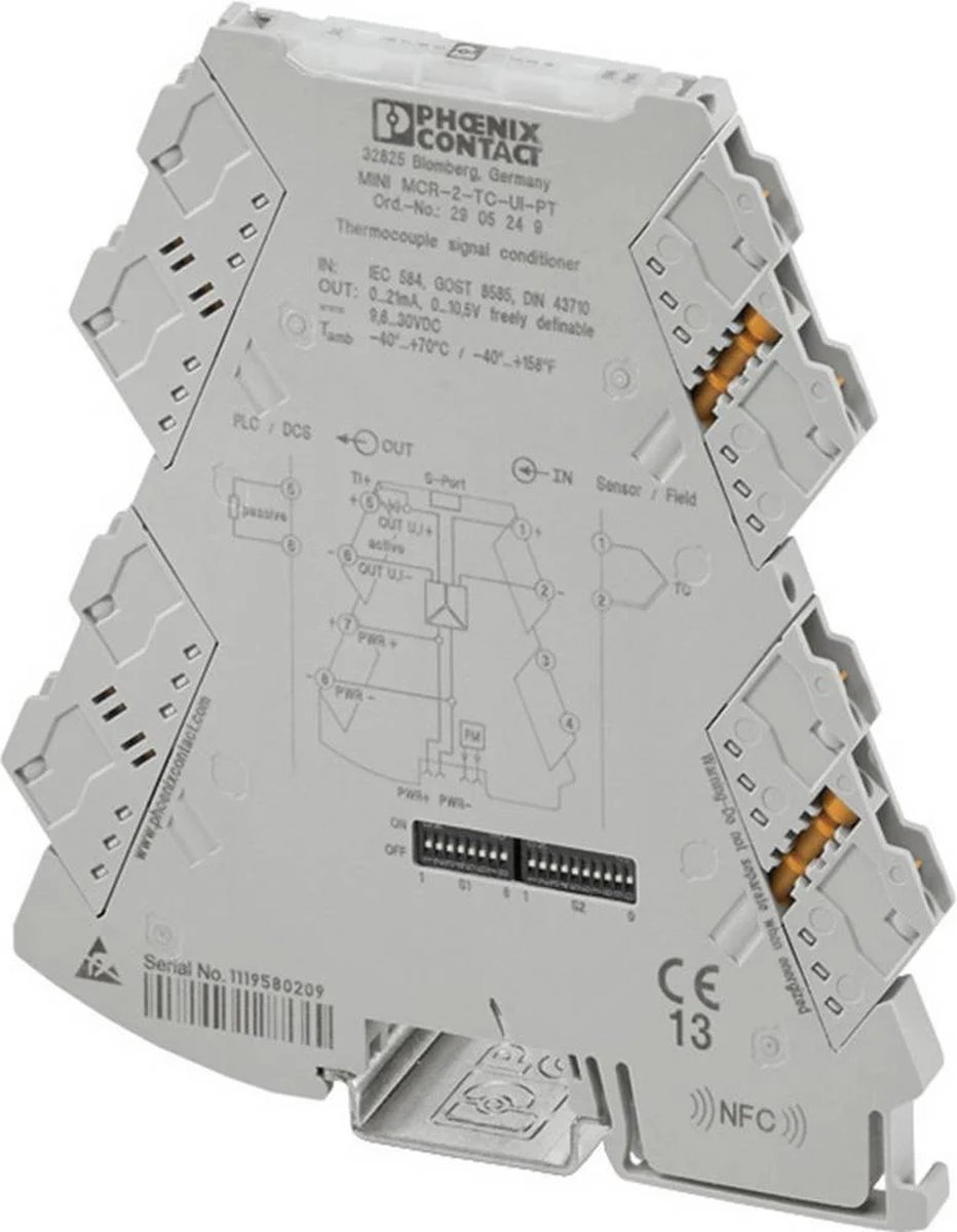 Phoenix Contact MINI MCR-2-TC-UI-PT Configureerbare temperatuurmeetomvormer 2905249