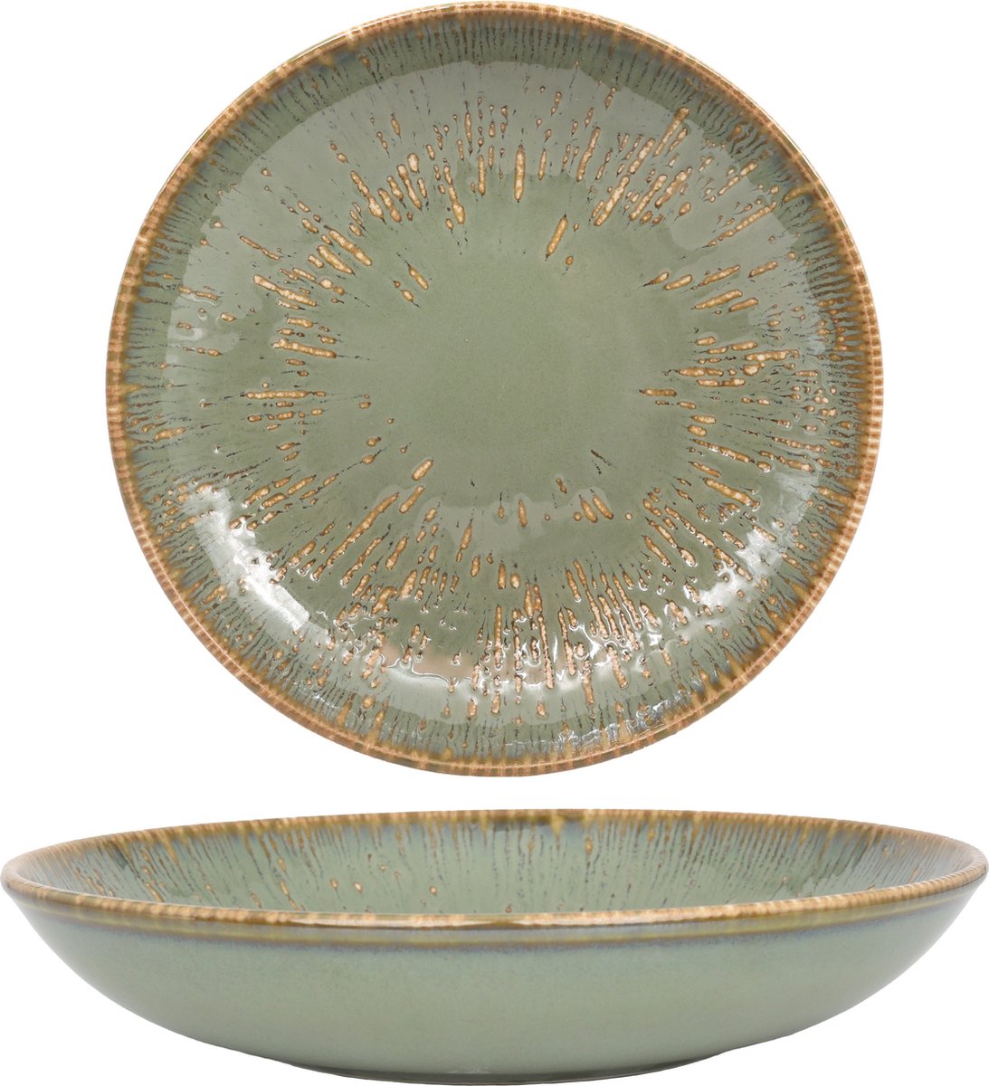 Bonna Diep bord - Sage Snell - Porselein - 23 cm 1000cc - set van 6