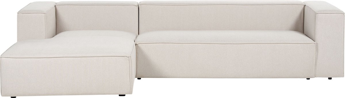 Beliani - VERNON - Hoekbank 3-zits - Beige - Rechtszijdig - Polyester