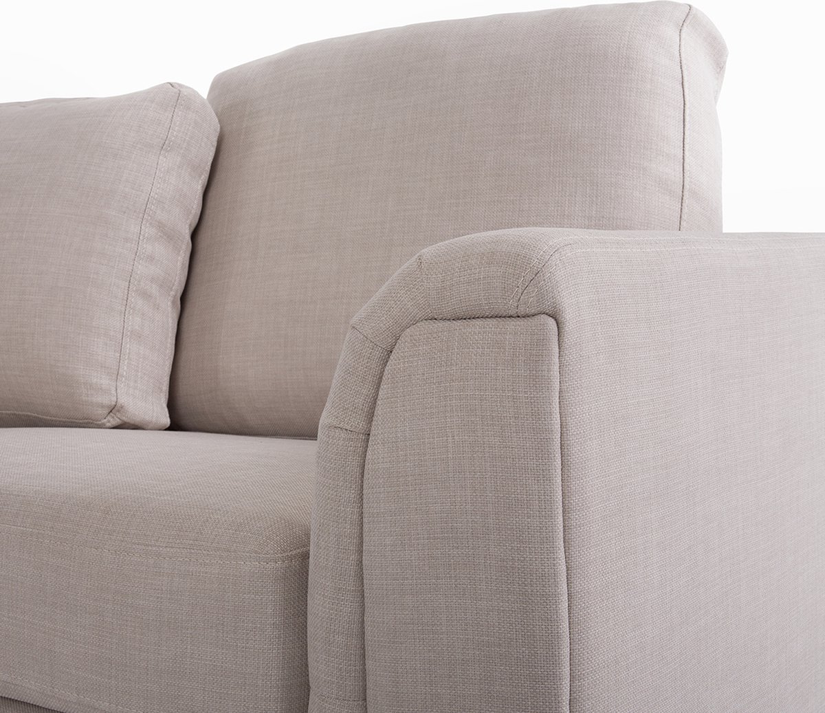 Beliani-OSLO-Hoekbank met ottomaan-Beige-Rechts-270 cm-Polyester