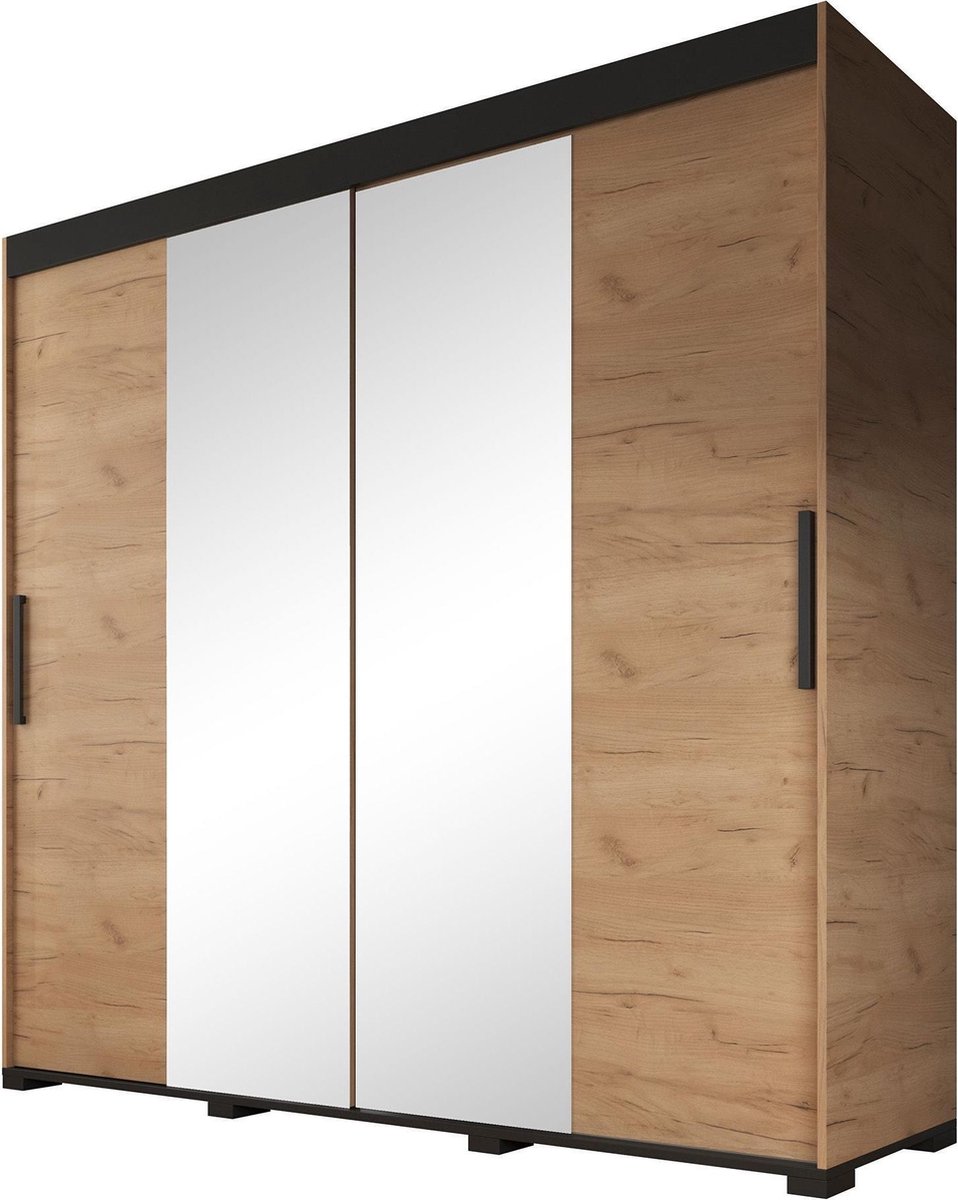 Meubella Kledingkast Brazil - Eiken - 200 cm - Met spiegel