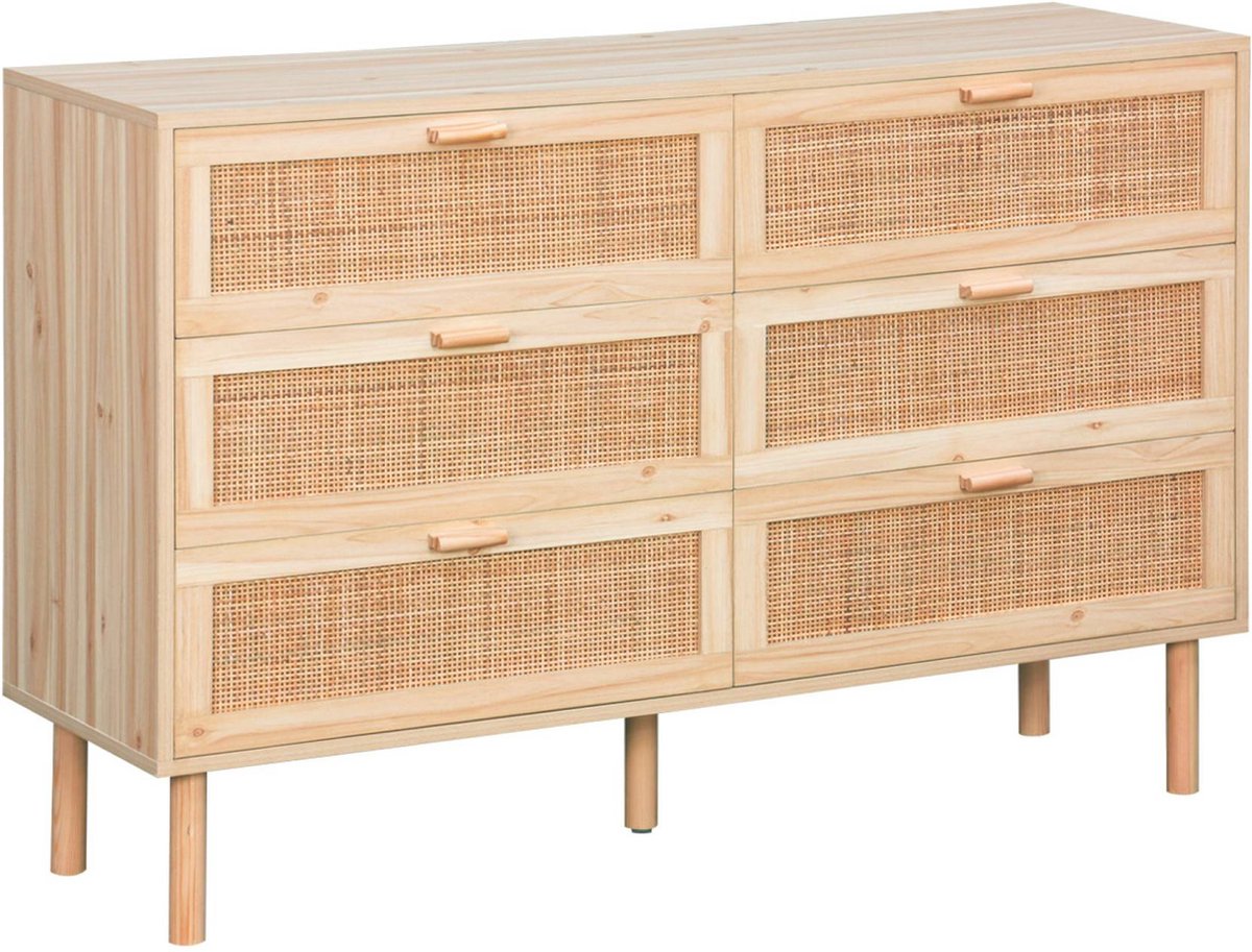 sweeek - Ladekast met 6 lades, rotan en houteffect
