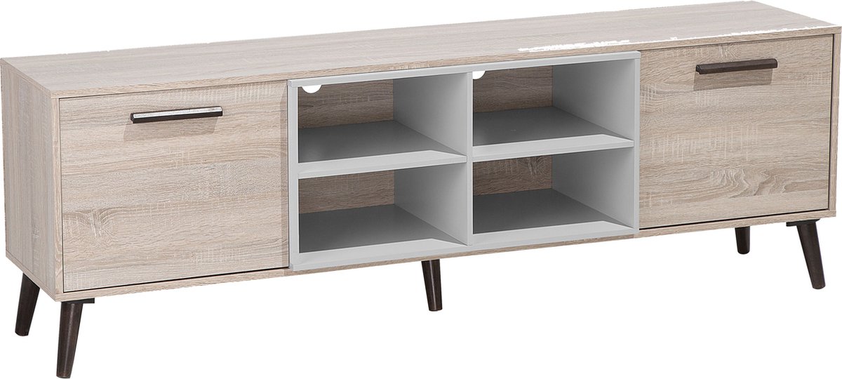 Beliani - ALLOA - TV-meubel - Lichte houtkleur|Grijs - Spaanplaat