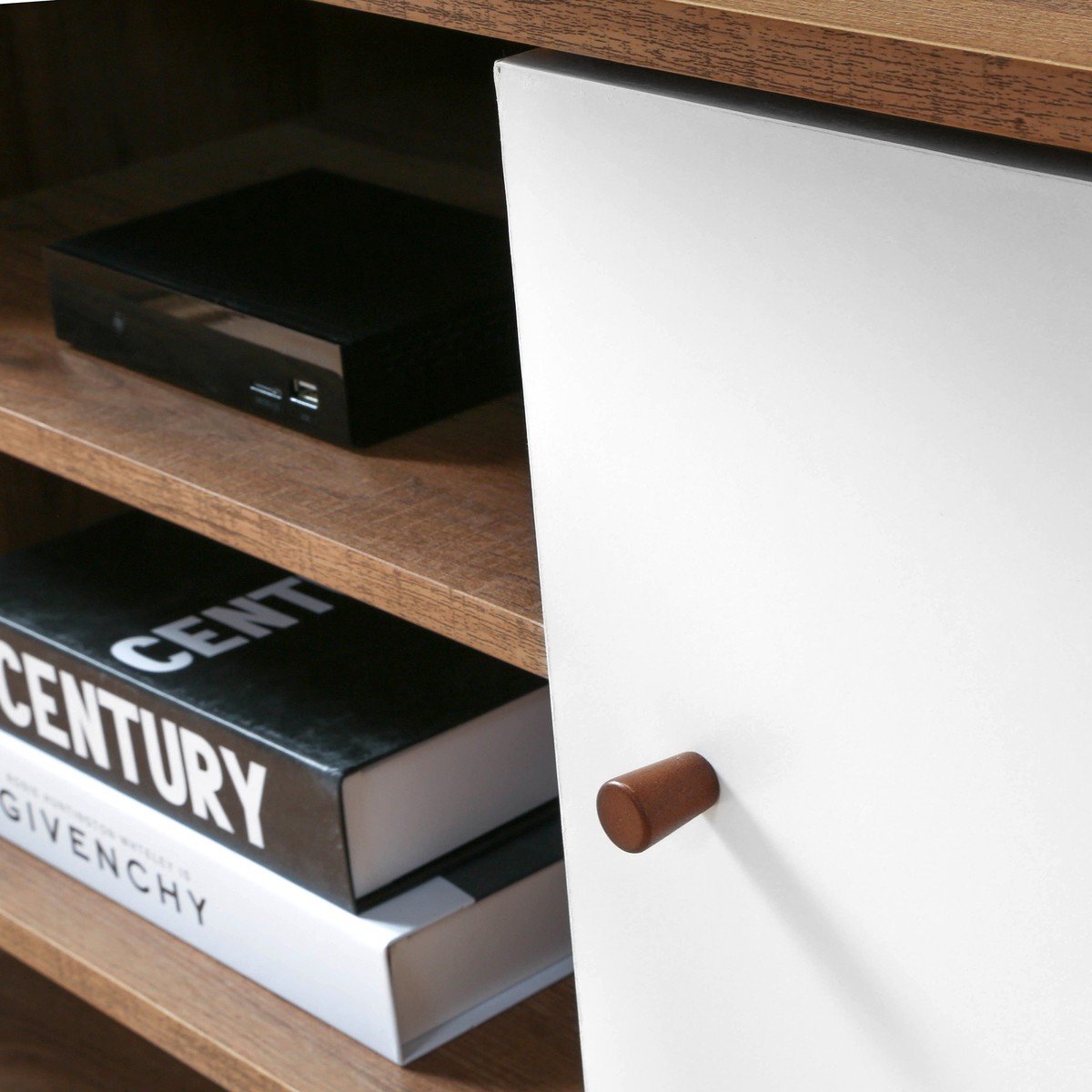 Calicosy - TV-Meubel Albura - Houtdecor en wit - 128,5 cm
