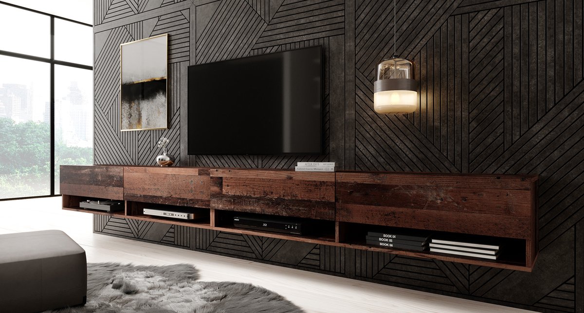 Meubella TV-Meubel Asino - Old wood - 280 cm