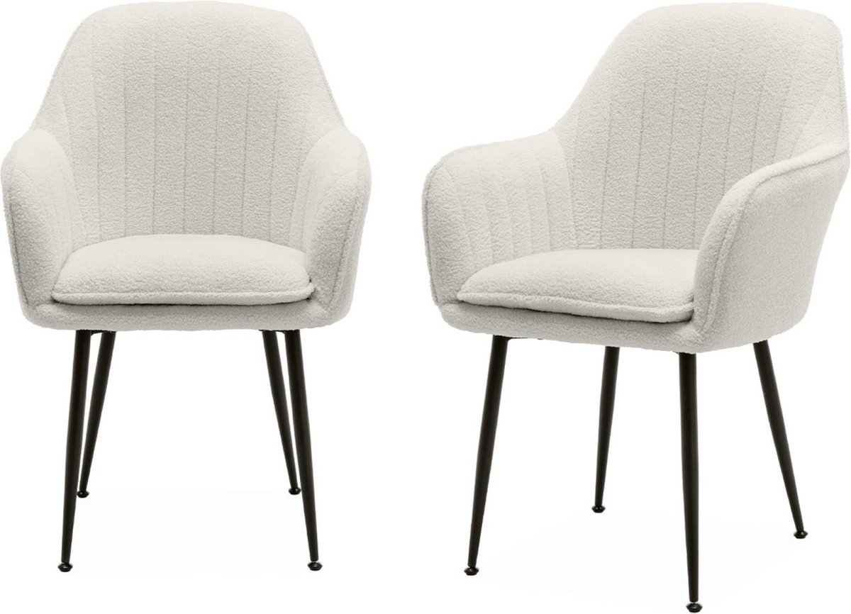 sweeek - Bouclé fauteuil met metalen poten (set van 2)