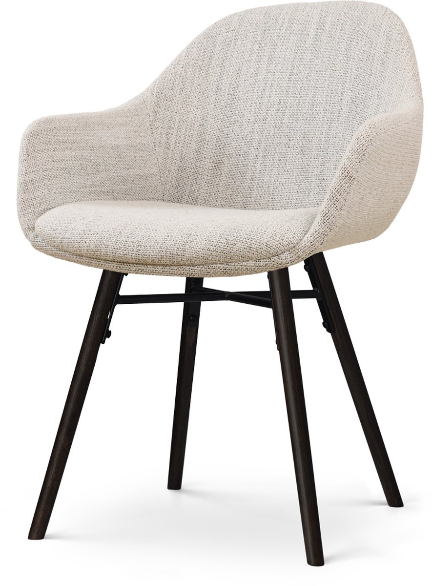 Nolon Nena-Mae Eetkamerstoel Beige Gemêleerd - Zwarte Houten Poten
