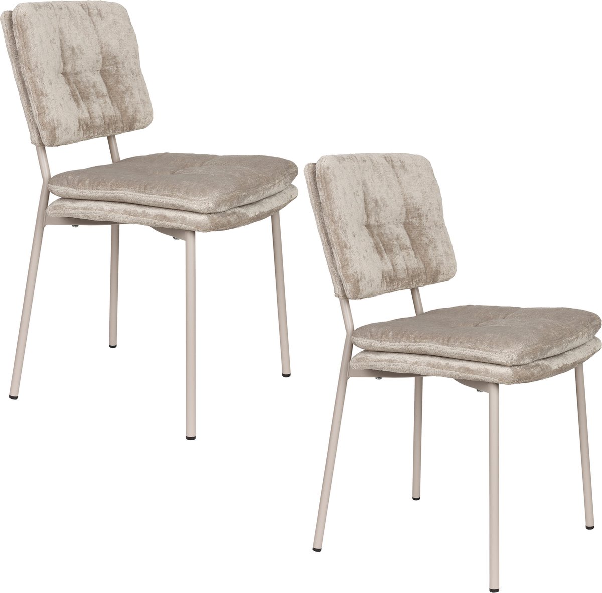Housecraft Living Franck Eetkamerstoelen Velours Beige - Set van 2