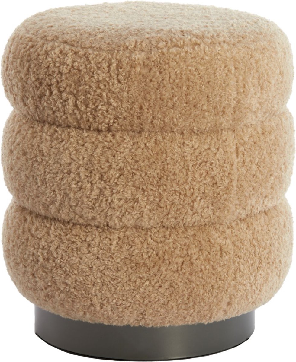 Light & Living Light&living Poef Ø40x45 cm JOBBI beige+mat zwart