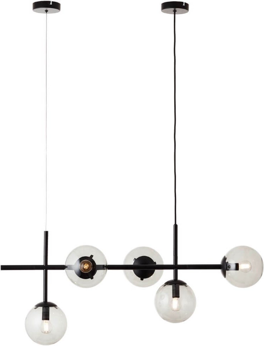 Brilliant Ariol Hanglamp 5-lichts - Zwart/Gerookt Glas