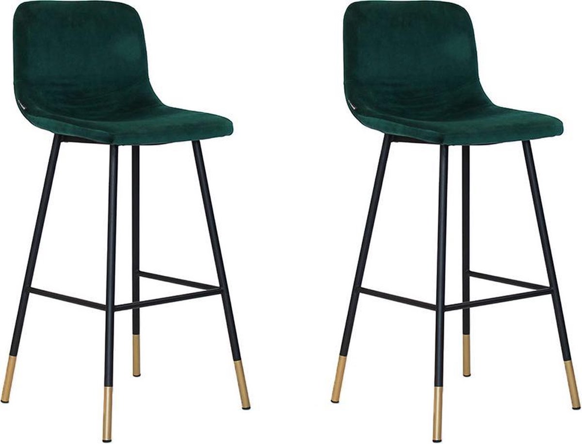 Bronx71 Velvet barkruk Mikky groen 68 - 79 cm - Barkrukken set van 2