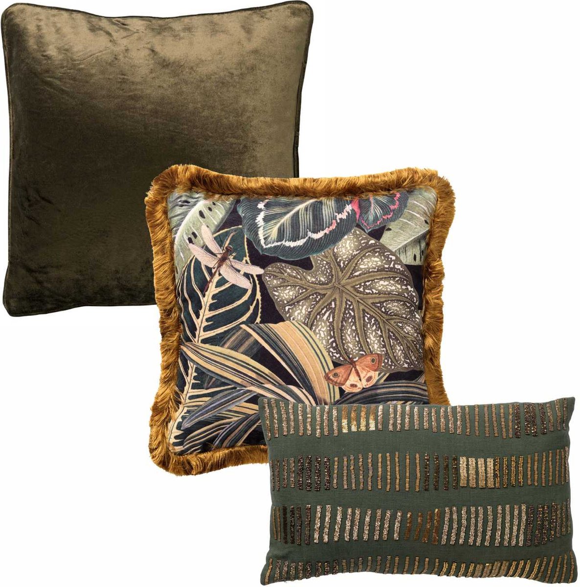 Hoii Sierkussen set van 3 - BOTANIC GREEN - Groen - multicolor