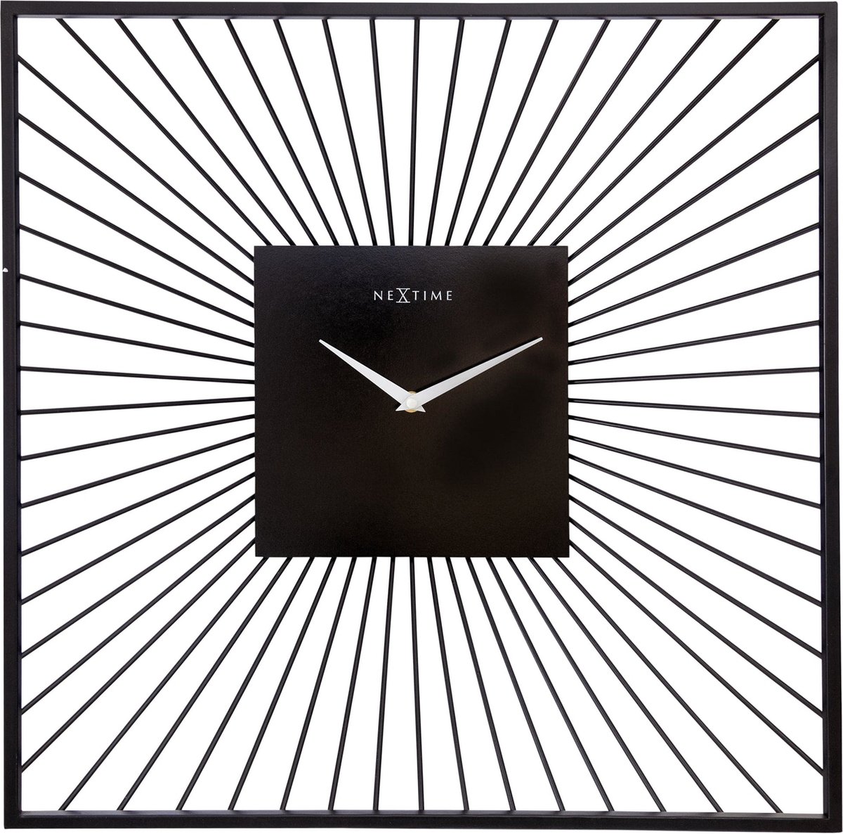 Wandklok 45x45x15cm-Stil-Zwart-Metaal-NeXtime "Vasco Square"