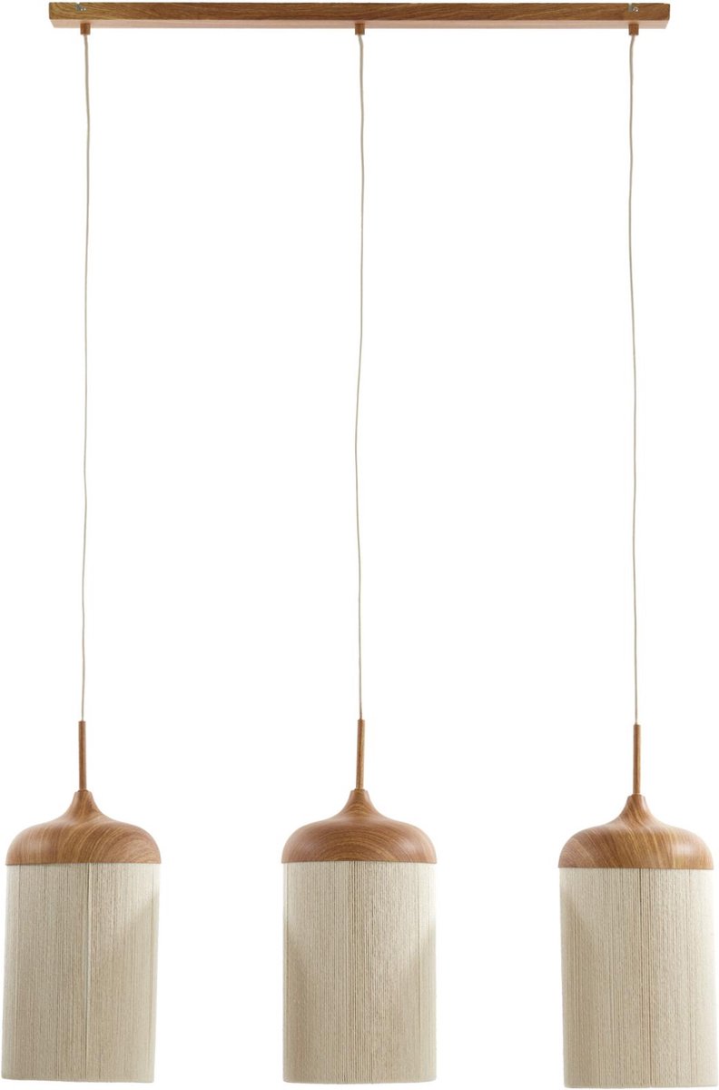 Light&living Hanglamp 3L 90x22x32 cm DANIA hout print naturel+touw...