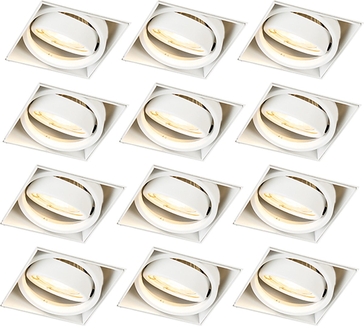QAZQA Set van 12 inbouwspot wit GU10 kantelbaar trimless - Oneon