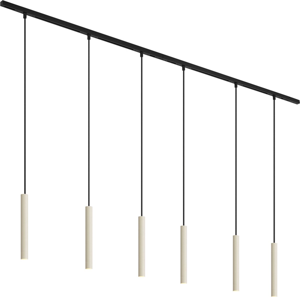 QAZQA Modern railsysteem met 6 hanglampen beige met zwart 1-fase -