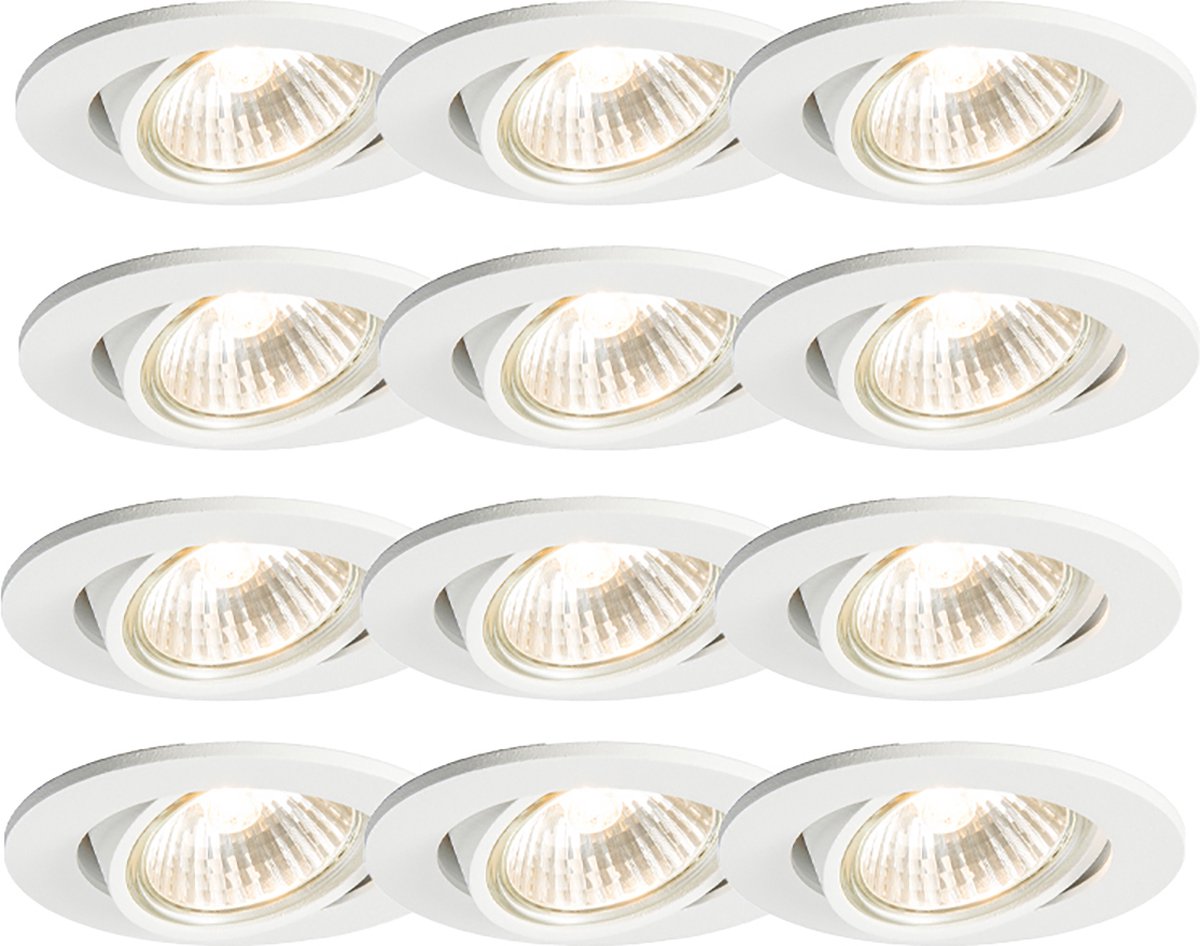 QAZQA Set van 12 inbouwspots wit kantelbaar - Cisco