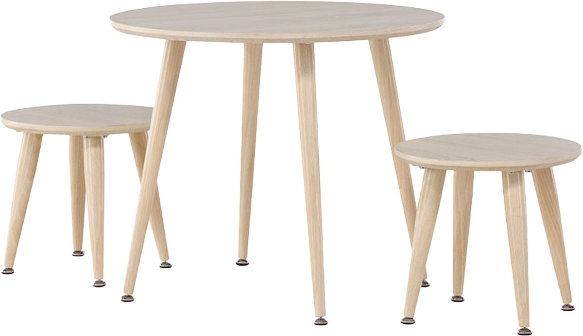 Nest living Runar set van kindertafel met twee stoeltjes - whitewash