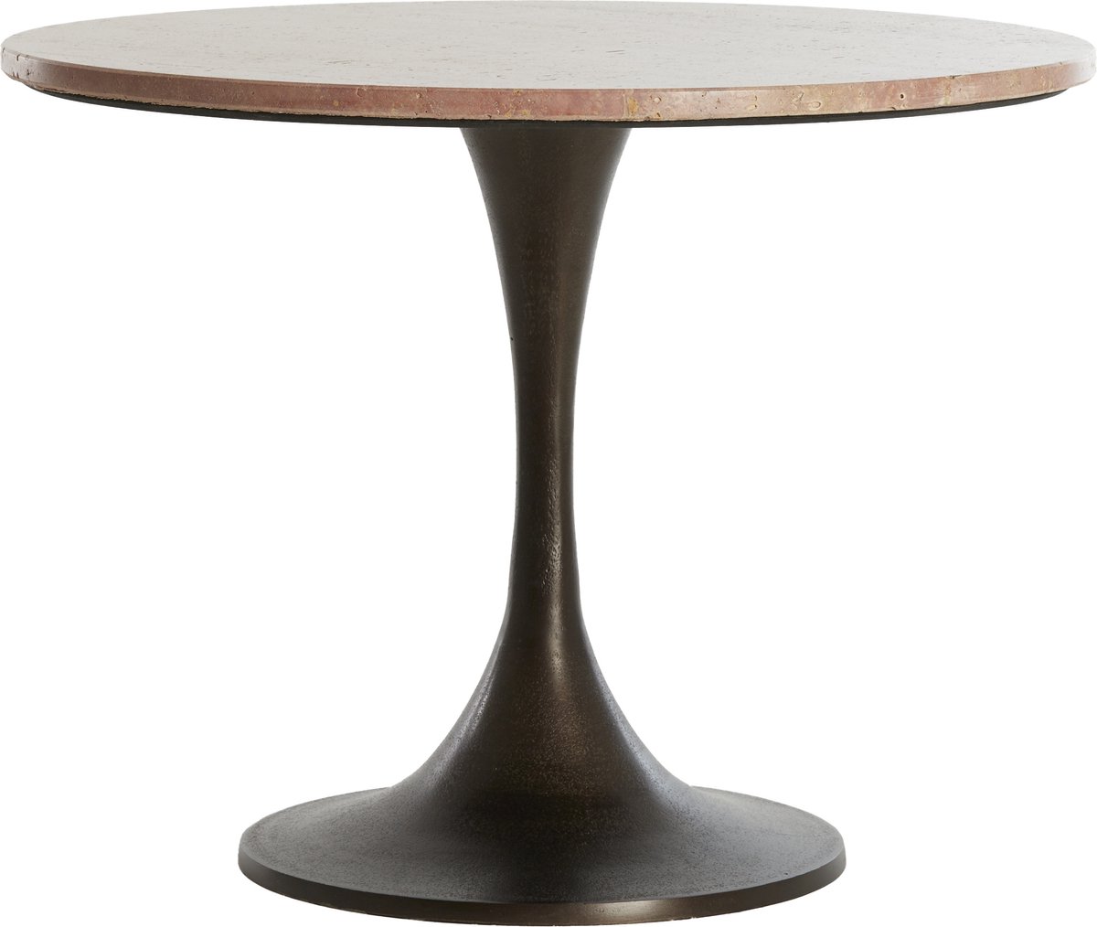 Light&living Bijzettafel Ø59x44 cm DOLIN rood travertin+donker bruin