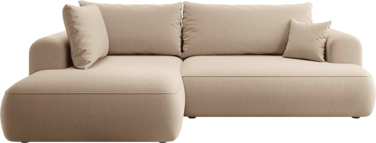 NADUVI Collection Philipa Hoekbank Links met Slaapfunctie - Velvet - Beige