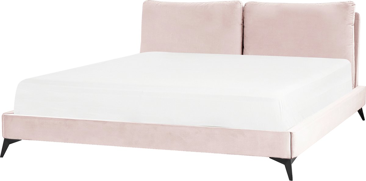 Beliani - MELLE - Tweepersoonsbed - Roze - 180 x 200 cm - Fluweel