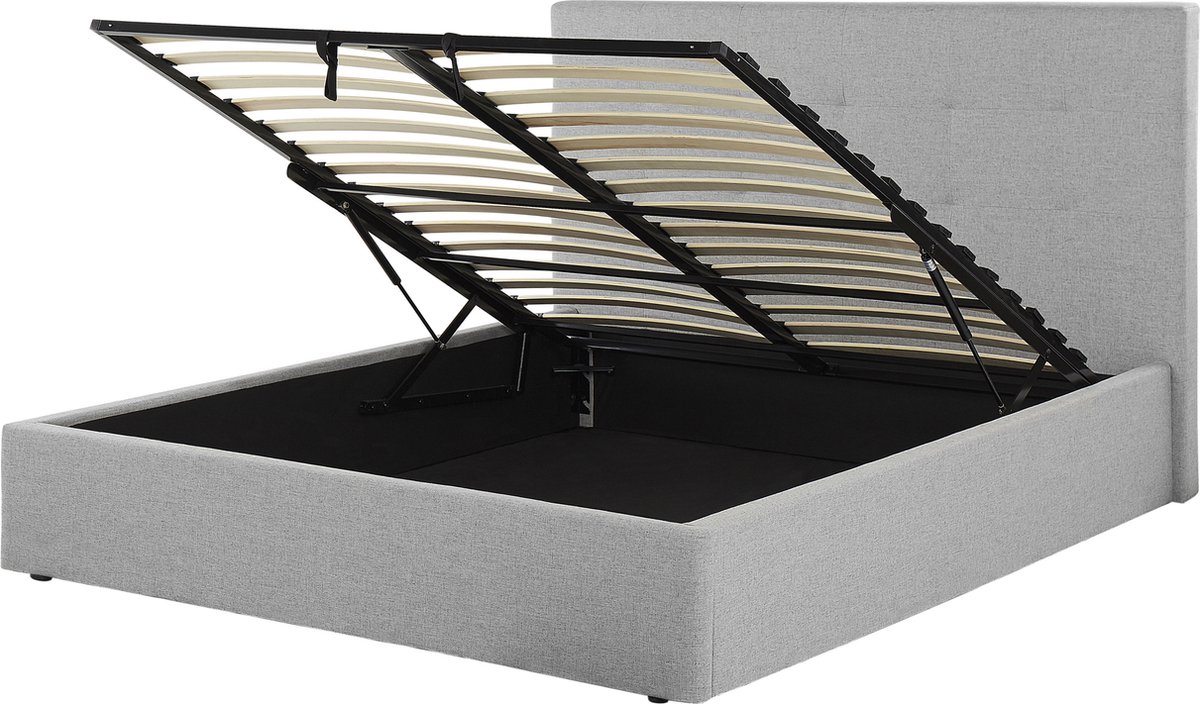 Beliani-LORIENT-Bed met opbergruimte-Grijs-140 x 200 cm-Polyester