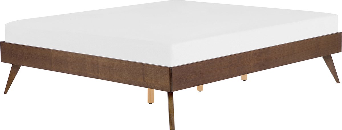 Beliani-BERRIC -Tweepersoonsbed-Donkere houtkleur-140 x 200 cm-MDF