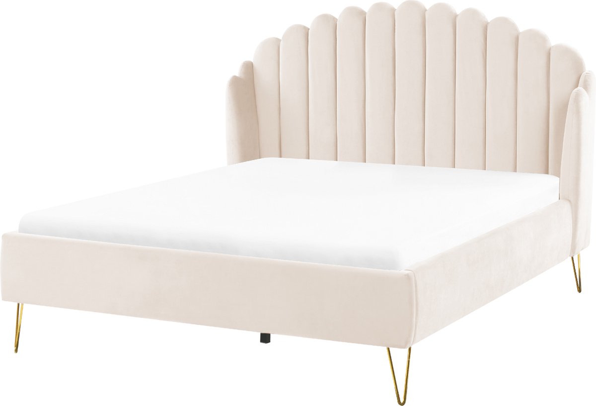 Beliani - AMBILLOU - Tweepersoonsbed - Goud - 140 x 200 cm - Fluweel