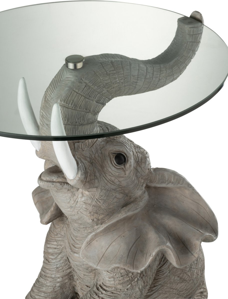 J-Line tafel Olifant - poly|glas - grijs