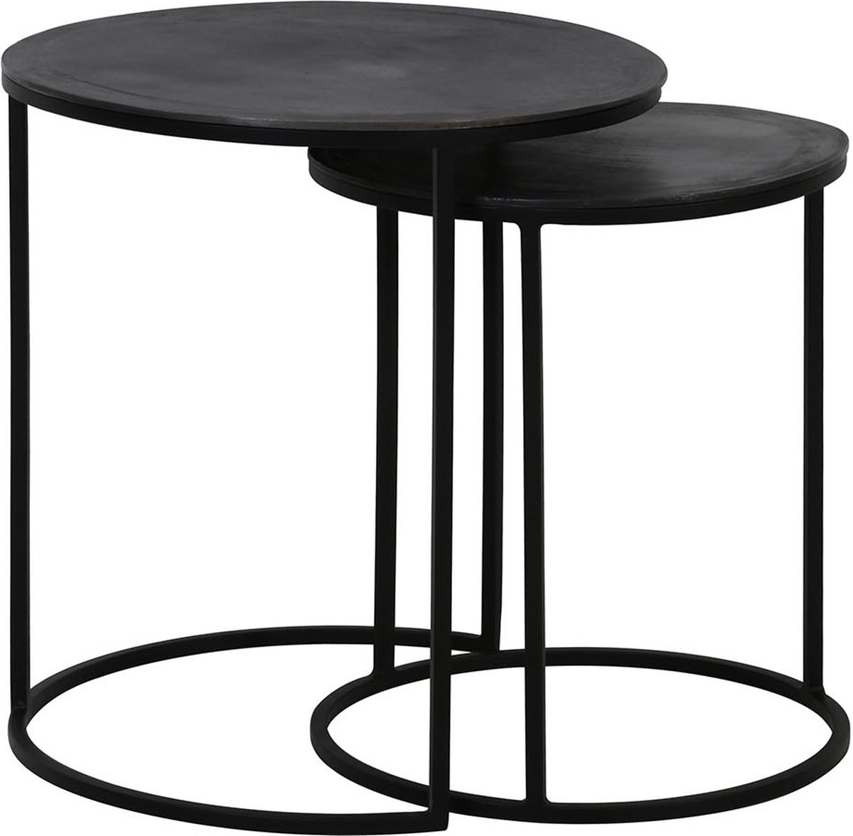 Light & Living Bijzettafel TALCA - ruw Antiek-lood- zwart 2 stuks