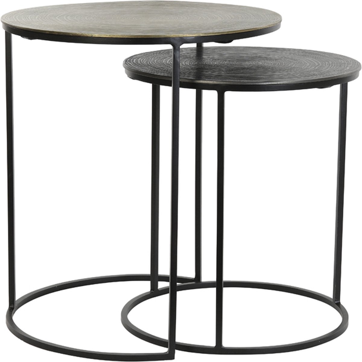 Light&living Bijzettafel S|2 Ø41x46+Ø49x52 cm PRIMO zwart-brons+mat...