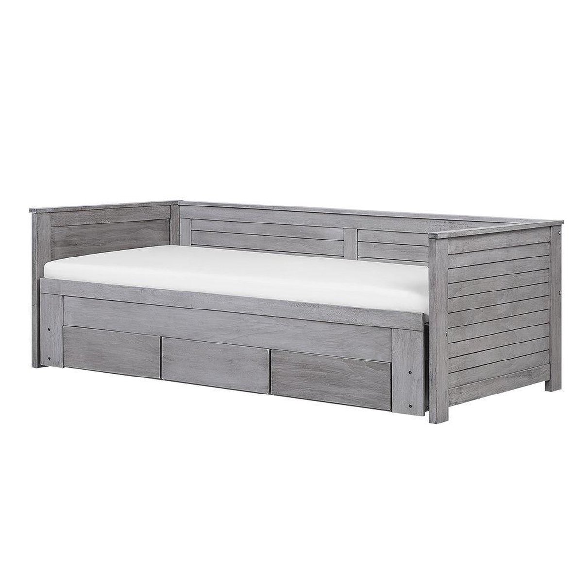Beliani - CAHORS - Onderschuifbed - Grijs - 90 x 200 cm - Rubberhout