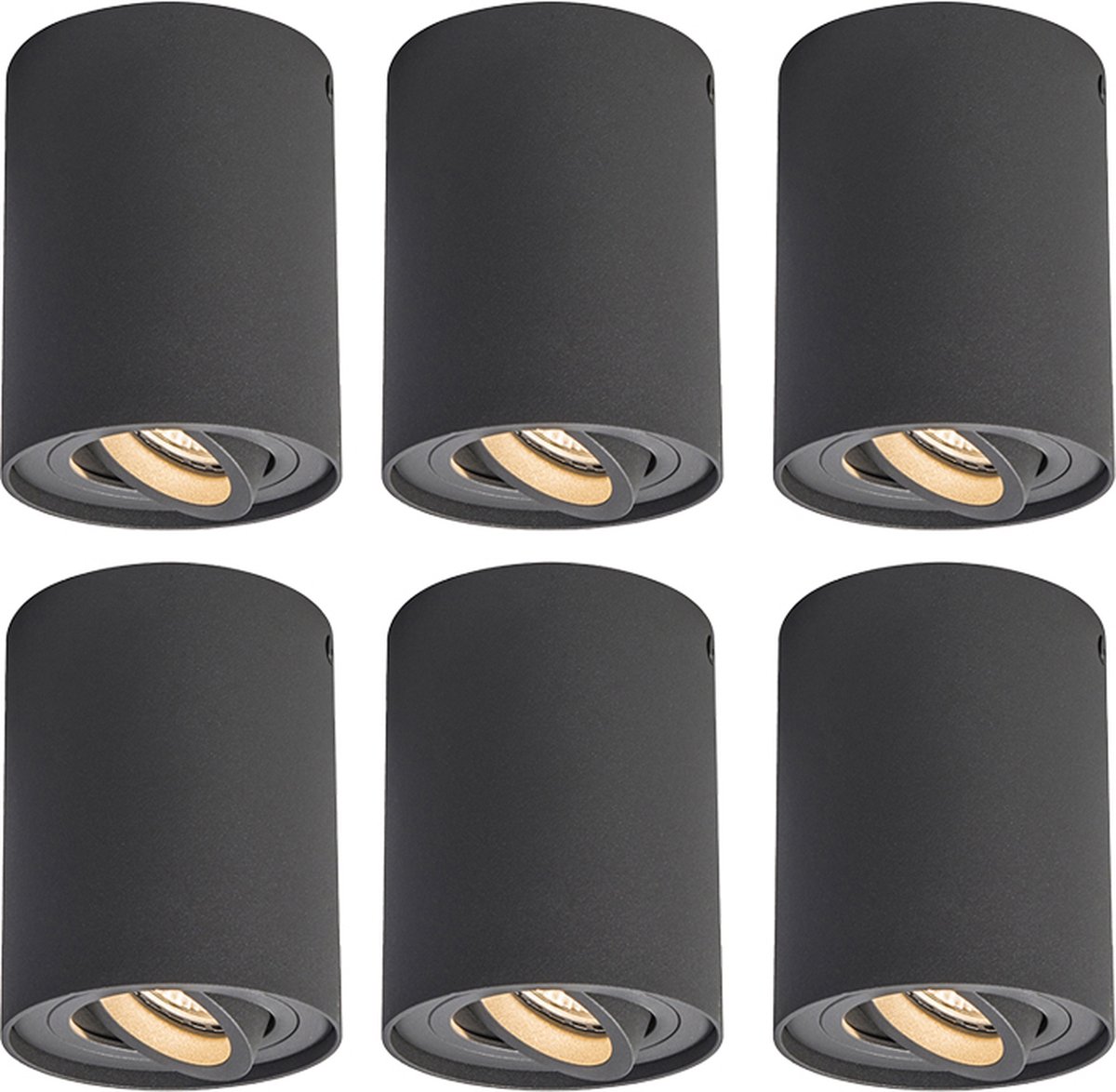 QAZQA Set van 6 spots smart donkergrijs incl. Wifi GU10 - Rondoo up