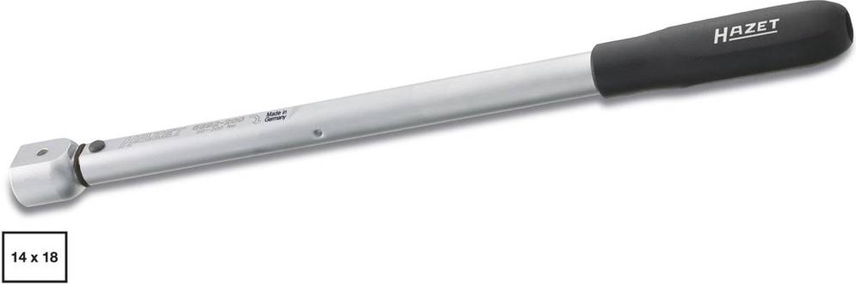 HAZET Momentsleutel 6392-320 - Draaimomentbereik min-max: 60 - 320 Nm - Nauwkeurigheid: 2% - 14 x 18 mm insteekvierkant hol - Lengte: 631 mm