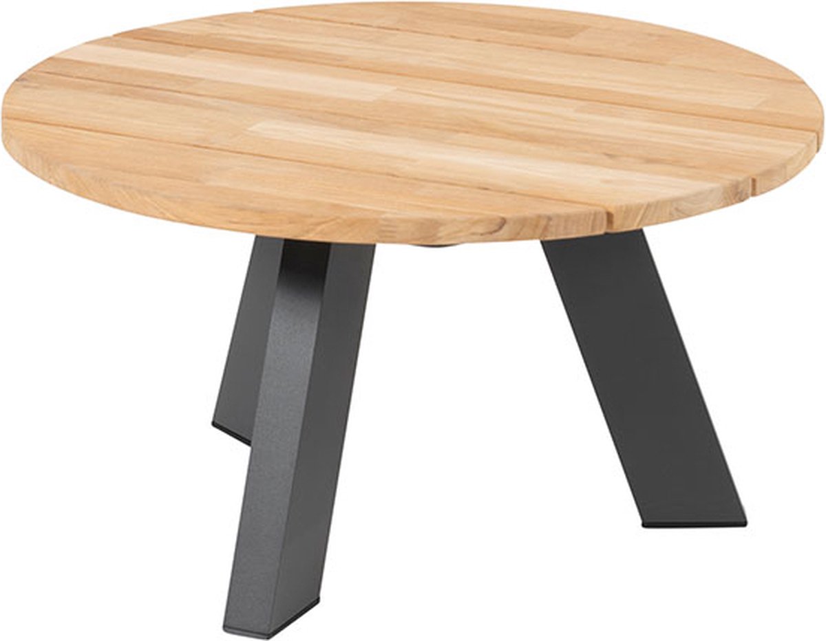 Cosmic salontafel met teak tafelblad 65 cm dia. H35 cm 4SO - 4so