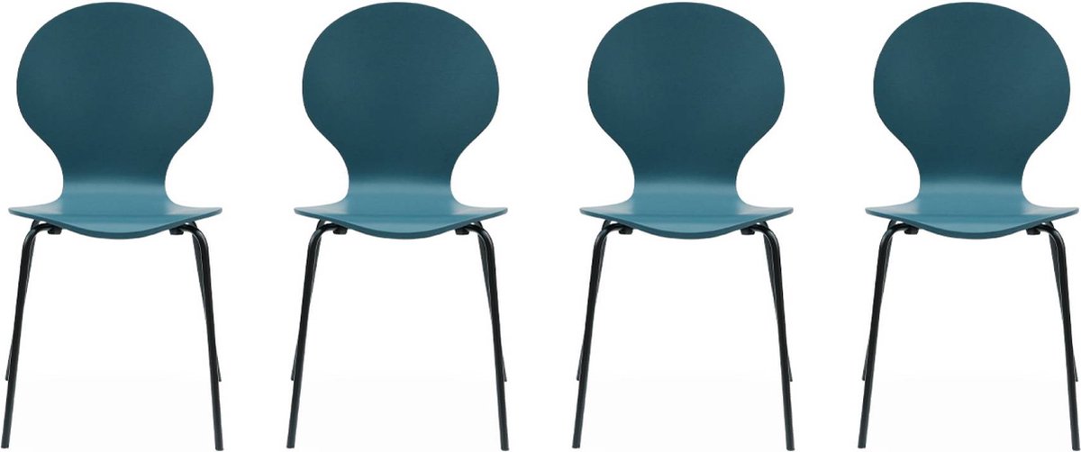 sweeek - Retro stapelstoel, hout en multiplex (set van 4)