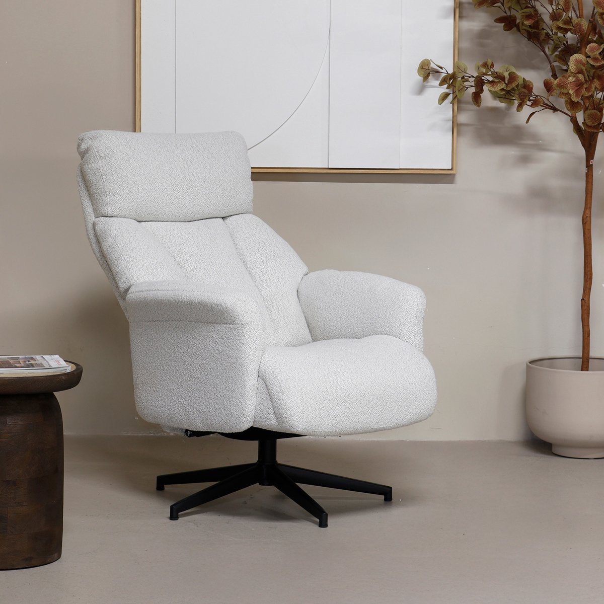 Giga Meubel - Relaxfauteuil Draaibaar - Off-White - Stof - Jonas
