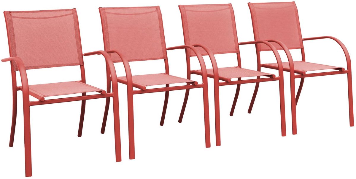 sweeek - Stapelbare tuinstoelen van aluminium en textileen (set van 4)