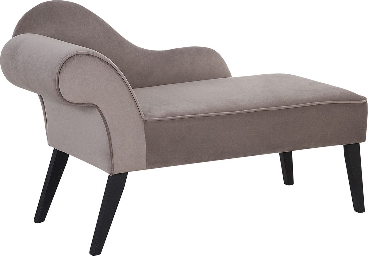 Beliani - BIARRITZ - Chaise longue - Grijs - Linkerzijde - Fluweel