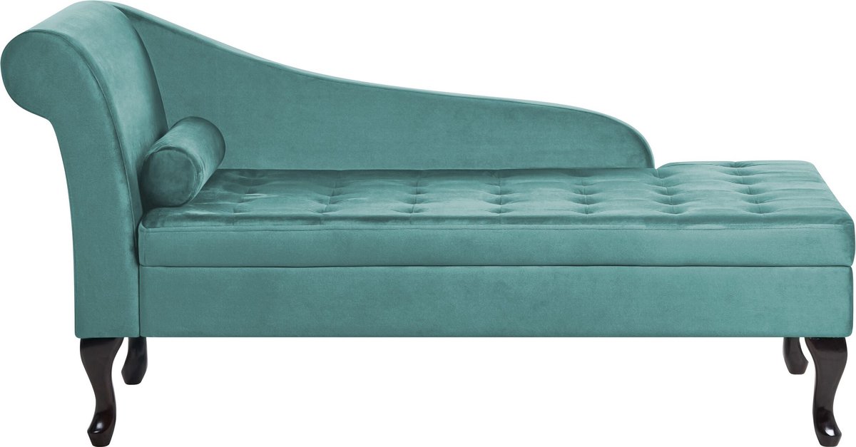 Beliani - PESSAC - Chaise longue - Groenblauw - Linkerzijde - Fluweel