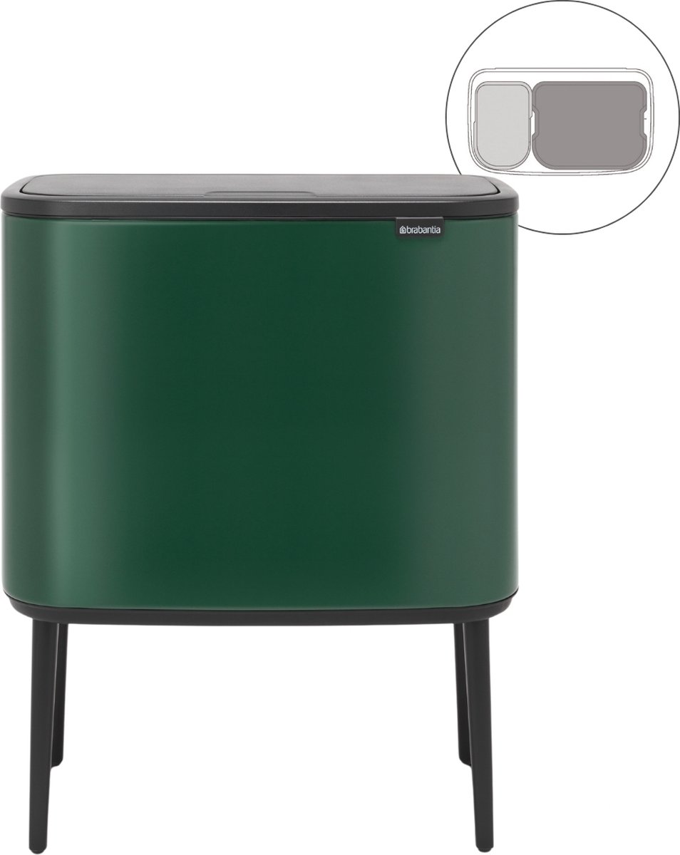 Brabantia Bo Touch Bin Afvalemmer 11 + 23 L - Pine Green