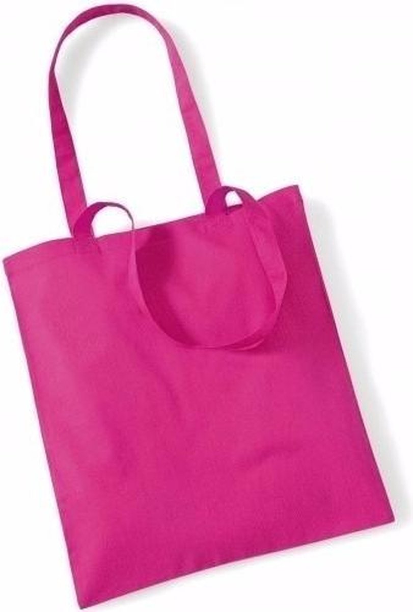 100x Katoenen schoudertassen draagtasjes fuchsia 42 x 38 cm -