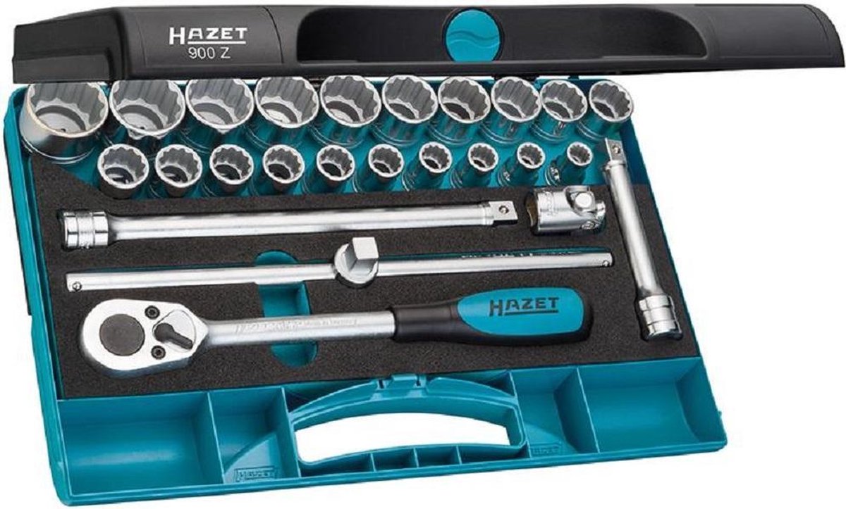 HAZET Dopsleutelset 900Z - 1/2 inch (12,5 mm) vierkant hol - Buitentwaalfkant tractieprofiel - 25-delig - 10 - 32